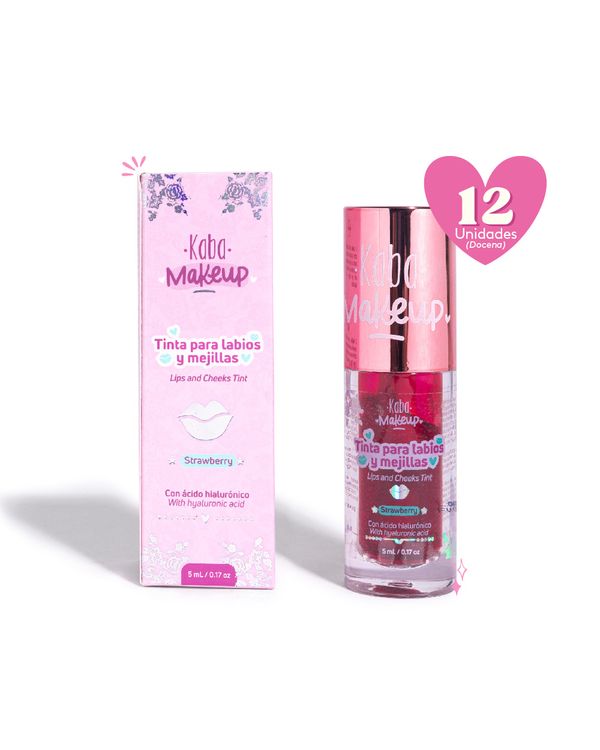 Tinta para Labios y Mejillas Strawberry Kaba Makeup 5 ML x 12