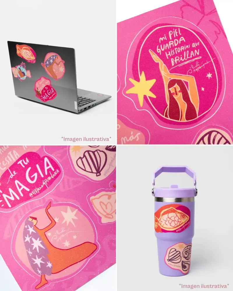 Ideas para Pegar Stickers en Laptop y Termos Stanley